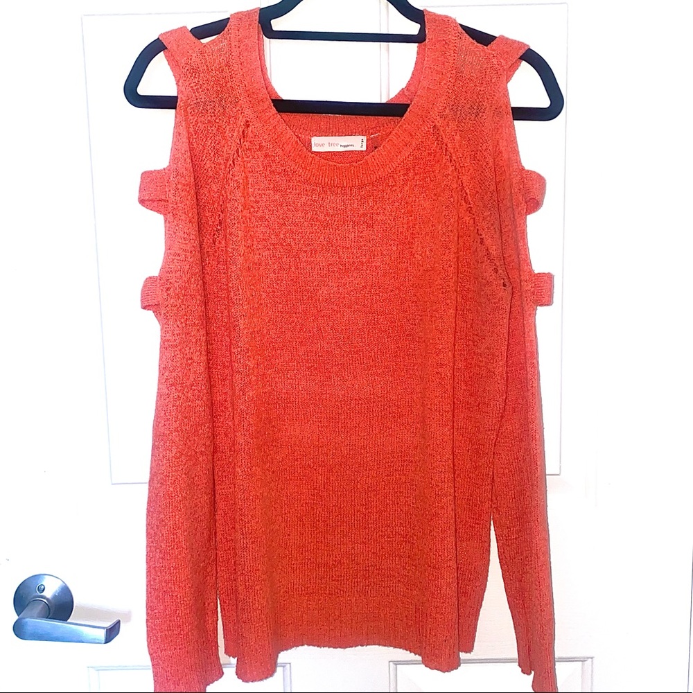 Orange Cold Shoulder Sweater